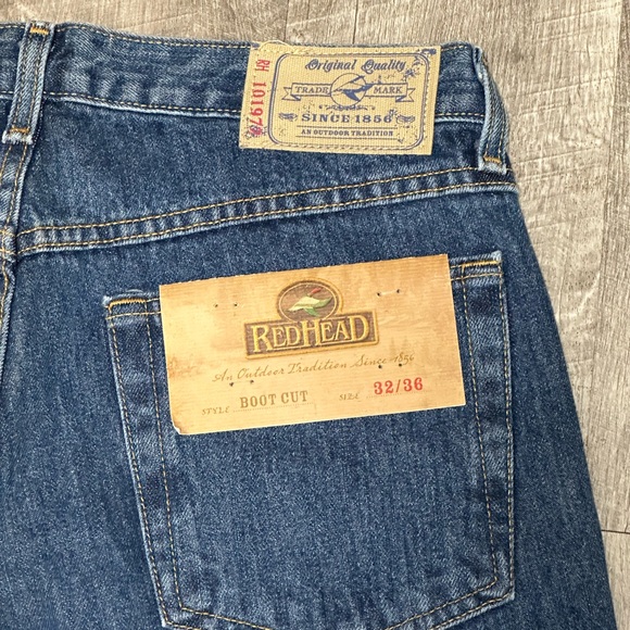 Men's REDHEAD Jeans 32 x 36 Pants Dark Navy Blue Boot Cut Cotton Denim NWT - Picture 6 of 11
